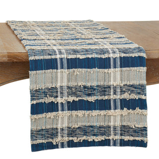 Striped Woven Runner - Dual-Tone Design Blue 16"x72"