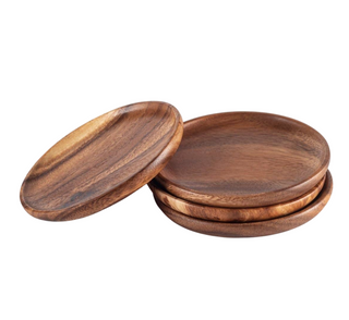 Gourmet Acacia Wood Charger Plates - Serving Trays, Set/4 - La Cuisine