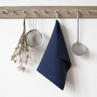 Navy Linen Kitchen Towel