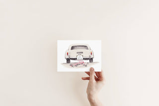 Just Married Wedding Car Card, hand painted watercolor card : Single Card - La Cuisine
