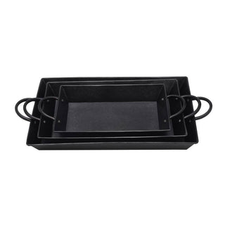 Mikasa Black Galvanized 3Pc Serving Tray Set - La Cuisine