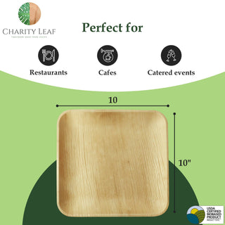 Palm Leaf Square Plate, 10" Inch Pk/50 - La Cuisine