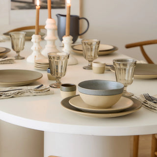 Sage green dinner plate from Costa Nova's Arenito 2201 dinnerware collection, featuring a smooth, glazed ceramic surface.