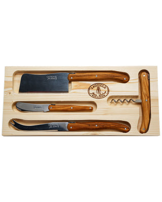 Jean Dubost Olive Wood Cheese and Wine Set/4