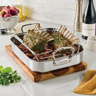 Provisions Classic Polished Clad Roaster W/ Tension rack, Small - La Cuisine