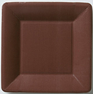 Classic Linen Brown 7" Square Paper Plates Pkg/8 - La Cuisine
