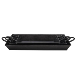 Mikasa Black Galvanized 3Pc Serving Tray Set - La Cuisine