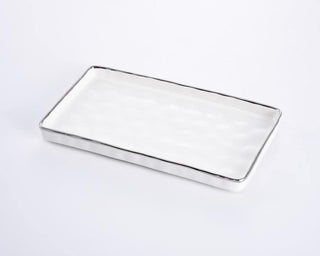 Bianca Rectangular Tray, White/Silver