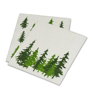 S/2 Evergreen Forest Dishcloths-6.5x8"L - La Cuisine
