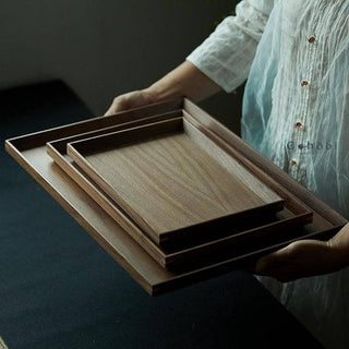 Gohobi Walnut Wooden Serving Tray: Large - La Cuisine