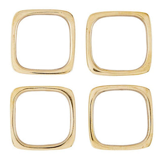 Square Brass Napkin Rings Set/4