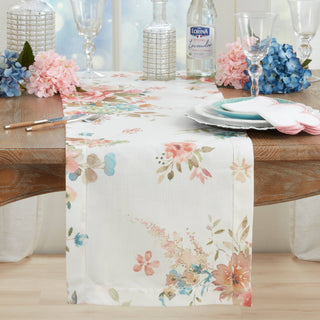 Hemstitch Floral Table Runner: Multi / 16"x72"