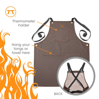 Outset Griller's Canvas Apron, Brown, 27" X 30" - La Cuisine