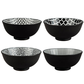 Bellissimo Bowls, Black & White Assorted - Set/4 - La Cuisine