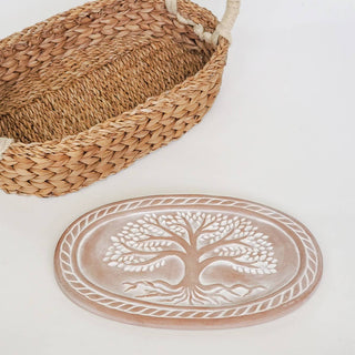 Handmade Bread Warmer & Wicker Basket - Tree of Life Oval - La Cuisine