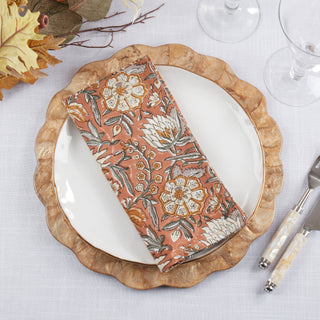 Botanical Pattern Cotton Napkins - Rust Set/4 - La Cuisine