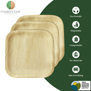 Palm Leaf Square Plate, 7" Pack/25 - La Cuisine