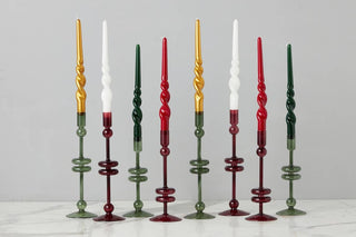 Lacquered Tall Twisted Taper Candles, Merlot, Set/2 - La Cuisine