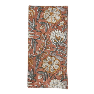 Botanical Pattern Cotton Napkins - Rust Set/4 - La Cuisine