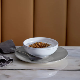 Costa Nova Friso 6-inch white low bowl from the 2201 dinnerware collection, featuring smooth ceramic with a minimalist design.