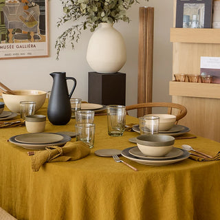 Olive green Latte Bowl Arenito from Costa Nova 2201 dinnerware set, ceramic bowl with smooth glaze finish.