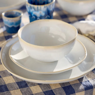 Costa Nova Brisa Salad and Dessert Plate in salt color, 2201 dinnerware, showing a round ceramic plate with a smooth glazed surface.