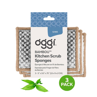 Set of 3 Bambou Sponges with Scrub: Gray