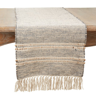 Striped Tassel Runner: Grey / 16"x72"