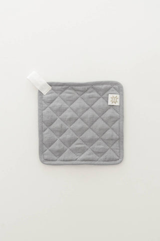Oven Mitt + Potholder - Quilted Linen Set in Light Blue