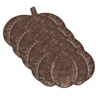 Fall Harvest Rattan Pumpkin Placemat - Brown Set/4 - La Cuisine