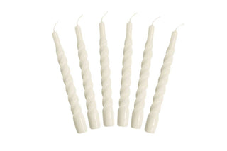 Lacquered Twisted Taper Candles, Cream,  Set/6 - La Cuisine