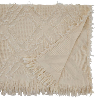 Fringe Waffle Weave Runner: Natural / 16"x90"