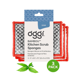 Set of 3 Bambou Sponges with Scrub: Gray