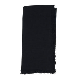 Fringed Design Stone Washed Napkins - Black Set/4 - La Cuisine