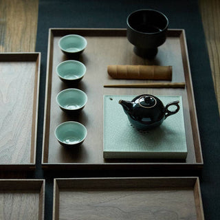 Gohobi Walnut Wooden Serving Tray: Large - La Cuisine