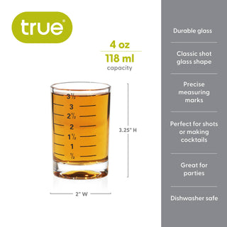 Slam Large Glass Shot Glass w/ Printed Measurements - 4 oz
