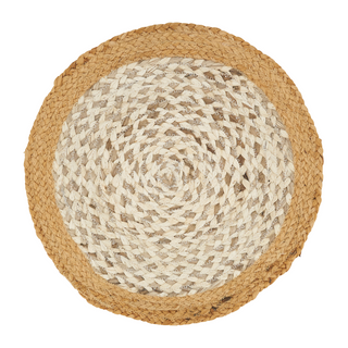 Hand Braided Placemat, Round - Natural/White - La Cuisine