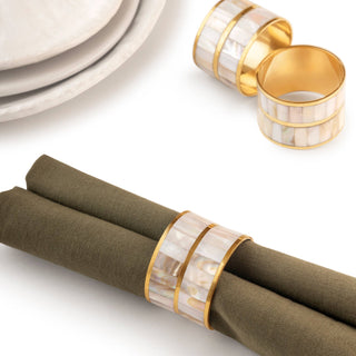 Primrose White Pearl Napkin Rings, Set/6 - La Cuisine