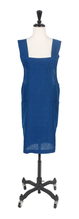 KAF Home Firenze Stone Washed Linen Cross Back Smock Apron: Black - La Cuisine