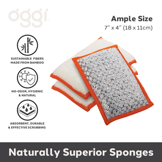 Set of 3 Bambou Sponges with Scrub: Gray