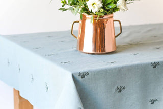 Blue Fleur Embroidered Tablecloth - La Cuisine