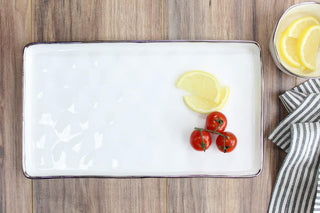 Bianca Rectangular Tray, White/Silver