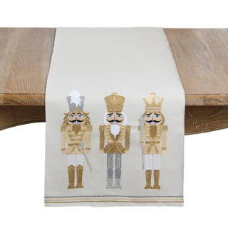 Nutcracker Holiday Linen Blend Table Runner: Natural / 16"x70"