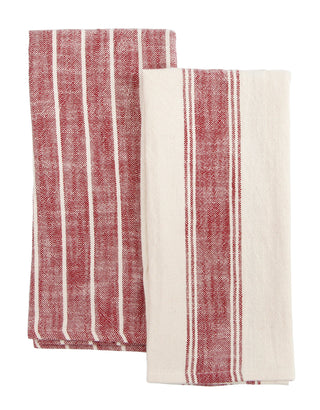 Home Firenze Natural Rustic Farmhouse Slubbed Kitchen Towels - La Cuisine