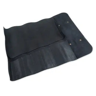 Vintage Leather 7 Pocket Knife Roll - Black