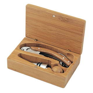 Keepsake Bamboo Wine Accessory Set w/ Storage Box - Set of - La Cuisine