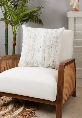 Soft and Snuggly Faux Fur Throw Pillow: Natural / Polyester / 20"