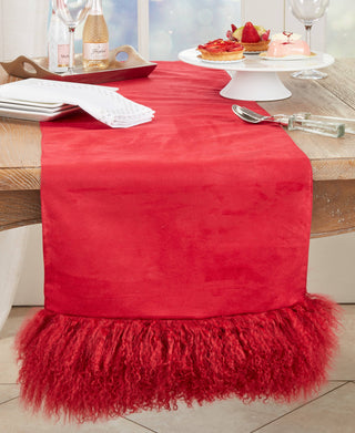 Mongolian Lamb Fur Runner: Red / 16"x72" - La Cuisine