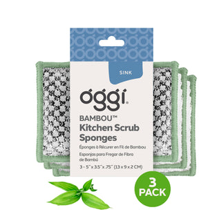Set of 3 Bambou Sponges with Scrub: Gray