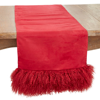 Mongolian Lamb Fur Runner: Red / 16"x72" - La Cuisine